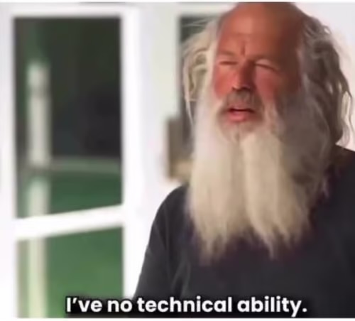 Rick Rubin with a long white beard subtitled 'I've no technical ability.'